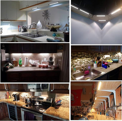 AIBOO LED Under Counter Light Rigid Bar Kit, Plug in Corded 12V LED Under Cabinet Lighting Dimmable with Switch for Counter Shelf Showcase Display Lighting (6 Panels,Daylight White)