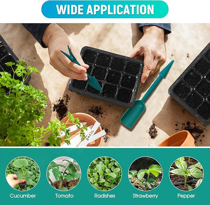 12-Set Seed Starter Tray with Grow Light, Seed Starting Trays Kits with Timing Controller Adjustable Humidity Domes Heightened Lids(12-Cells Per Tray)