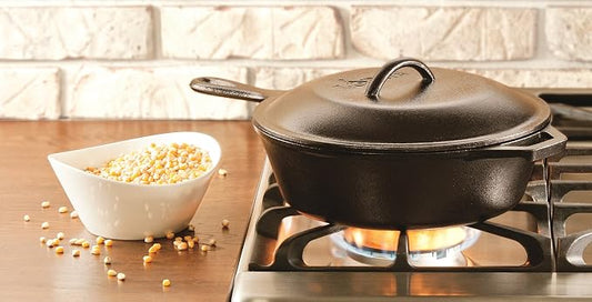 Lodge Seasoned Cast Iron Lid - 8 Inches - Heavy-Duty Iron Cookware Cover for Heat Retention - Seasoned Skillet or Dutch Oven Cover - Replacement Lid