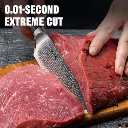 Ambertronix Professional Damascus Chef Knife 8 inch, Kitchen Knives Made of Japanese VG-10 Stainless Steel with Unique Pattern, Ultra Sharp Blade and Ergonomic Handle