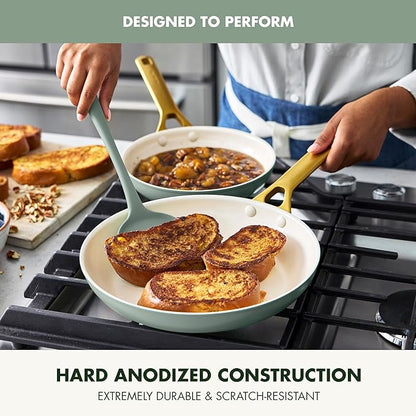GreenPan Nonstick Reserve Pro 10” & 12” Frying Pan Set, NSF Certified Ceramic, Hard Anodized PFAS-Free Skillets, Stainless Steel Handles, Oven & Dishwasher Safe, Moss Green