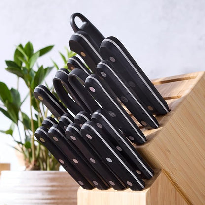 ZWILLING Gourmet 19-Piece Razor-Sharp German Knife Block Set, Made in Company-Owned German Factory with Special Formula Steel perfected for almost 300 Years, Dishwasher Safe