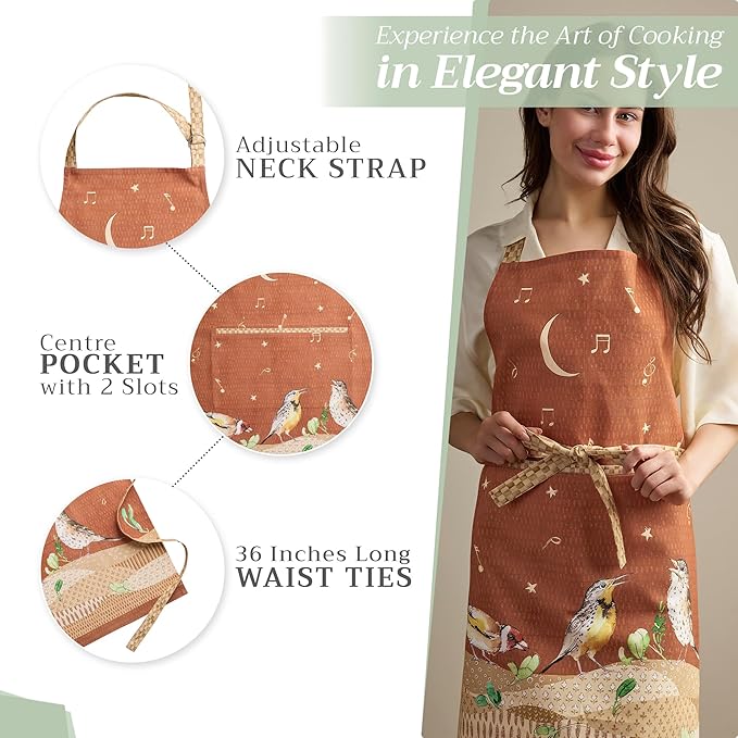 Maison d' Hermine 100% Cotton Apron for women with Pocket Kitchen Chef Apron for Men Cooking Spring Summer