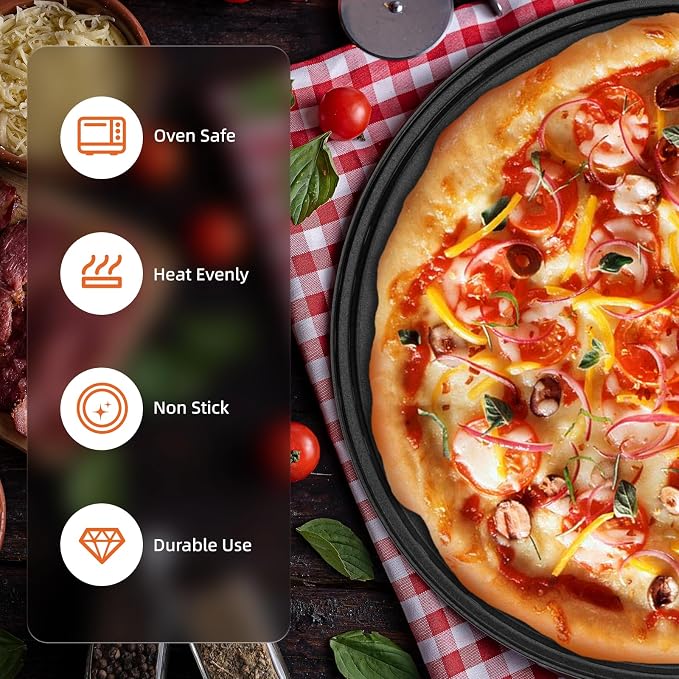 CasaCulina 12 Inch Pizza Pan with Holes, Nonstick Pizza Tray for Oven, Round Perforated Carbon Steel Pizza Baking Pans Pizza Bakeware for Home Restaurant Kitchen Baking