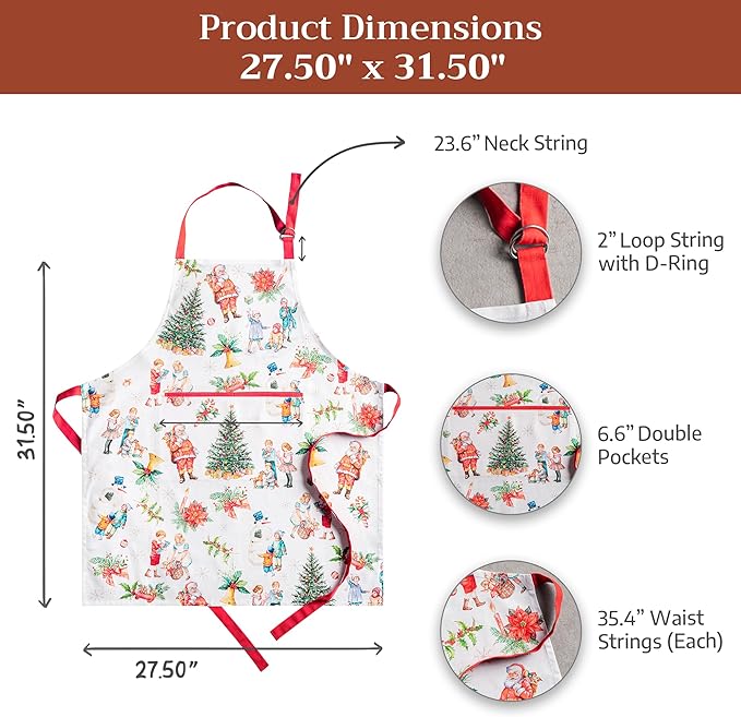Maison d' Hermine 100% Cotton Apron for women with Pocket Kitchen Chef Apron for Men Cooking Spring Summer