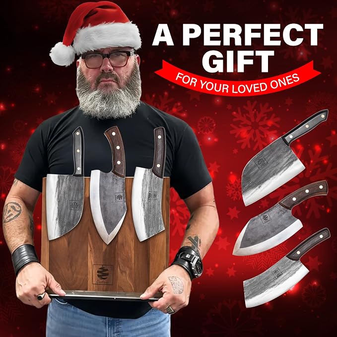 COOLINA The Holy Trio Premium 3-Piece Kitchen Knife Set | High Carbon Steel Blade, Ergonomic, Razor-Sharp Daily Kitchen Knives (Promaja, Lixy, Altomino)
