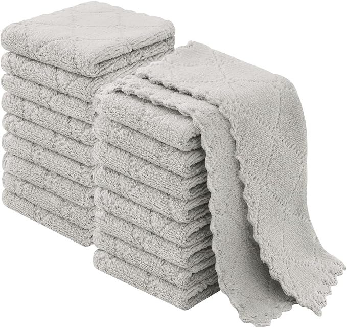 Homaxy 18 Pack Kitchen Cloths Dish Towels (7" x 9", Grey), Super Soft and Absorbent Coral Velvet Dishcloths, Fast Drying No Lint Microfiber Cleaning Cloth