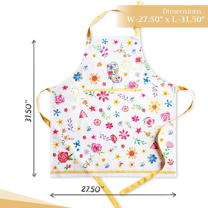 Maison d' Hermine 100% Cotton Apron for women with Pocket Kitchen Chef Apron for Men Cooking Spring Summer