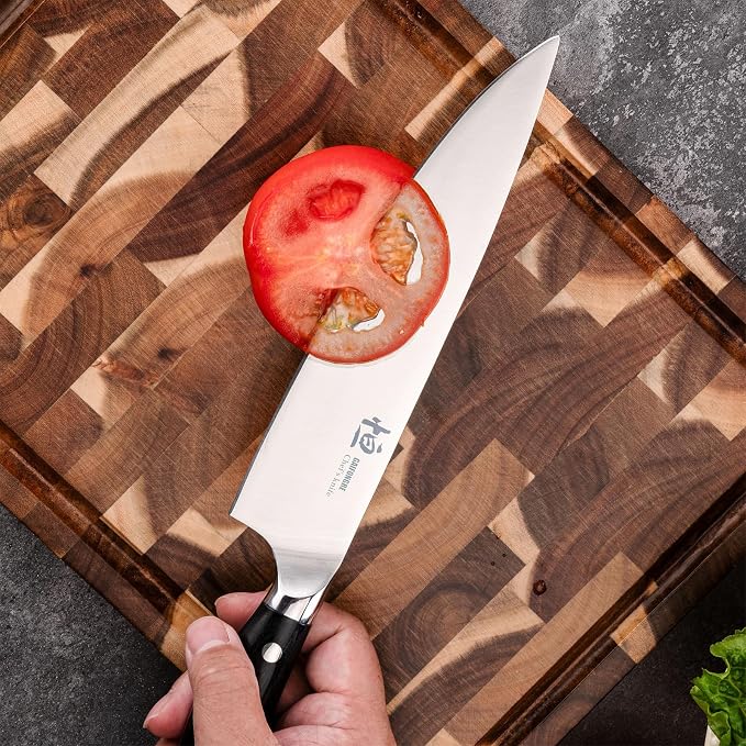 Chef Knife, 8-Inch High Carbon Stainless Steel Sharp Kitchen Knife with Ergonomic Handle, Professional Cooking Knife with Luxury Gift Box for Family & Restaurant