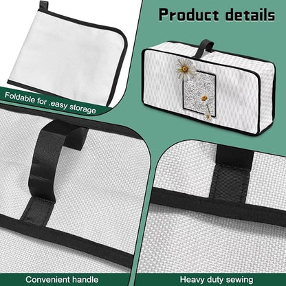 Toaster Cover 2 Slice White Daisy Fabric Water-Resistant Folding 2 Slice Slim Toaster Cover, Heat-Resistant Dustproof Protective Covers for Small Appliance