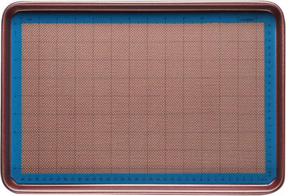 CasaWare 3pc Ultimate Commercial Weight 15 x 10 x 1-inch Cookie Sheet/Cooling Grid/Silicone Mat Bakeware Set (Rose Gold Granite)