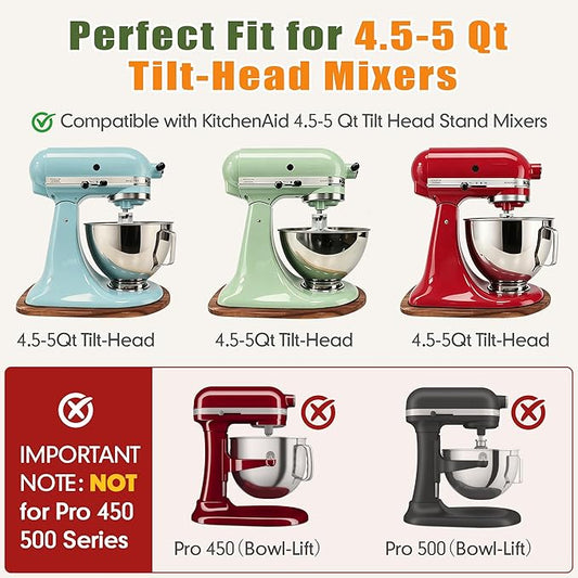 Mixer Slider for Kitchenaid Mixer 4.5-5 Qt Tilt Head Stand Mixer Pine Wood Countertop Appliance Sliding Tray Mover Sliding Caddy for Kitchen Aid Slider Mat Accessories Attachments Brown