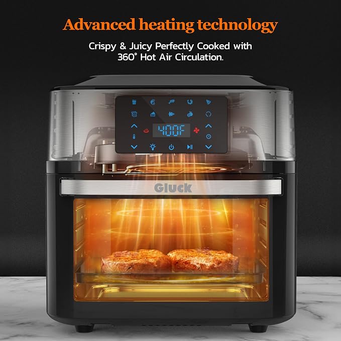 Air Fryer Oven Large 20 QT, 10-in-1 Toaster Oven Air Fryer Combo with Window for Family, Airfryer Oven with Rotisserie, 3 Dehydrating Racks