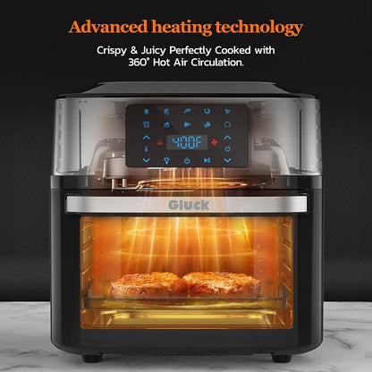 Air Fryer Oven Large 20 QT, 10-in-1 Toaster Oven Air Fryer Combo with Window for Family, Airfryer Oven with Rotisserie, 3 Dehydrating Racks