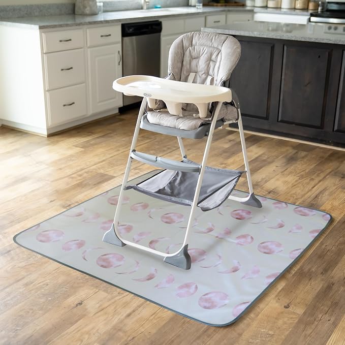 Splat Mat for Baby – Under High Chair Floor Mat Protects Wood, Vinyl and Carpet from Spills – Waterproof Triple Layer Baby Mat with Anti-Skid Backing Deters Bunching and Sliding (51” x 51")