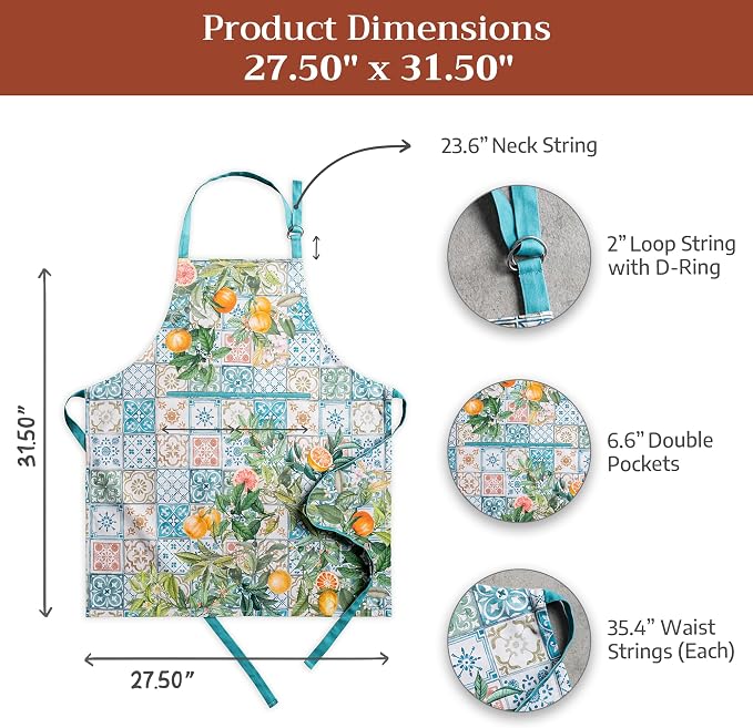 Maison d' Hermine 100% Cotton Apron for women with Pocket Kitchen Chef Apron for Men Cooking Spring Summer