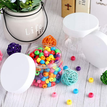 SATINIOR 24 Pieces Empty Clear Plastic Jars with Lids Round Storage Containers Wide-Mouth for Beauty Product Cosmetic Cream Lotion Liquid Butter Craft and Food (White Lid, 6 oz)