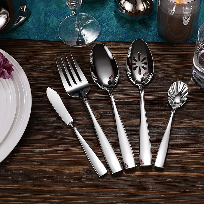 KEAWELL Premium 20/45/65 Piece Louis Silverware Set, 18/10 Stainless Steel, Service for 4/8/12, Fine Flatware Set, Dishwasher Safe (65)