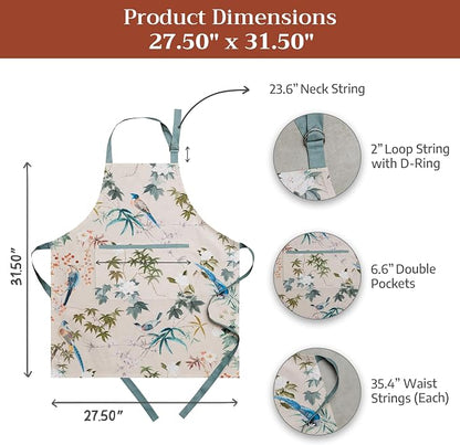 Maison d' Hermine 100% Cotton Apron for women with Pocket Kitchen Chef Apron for Men Cooking Spring Summer