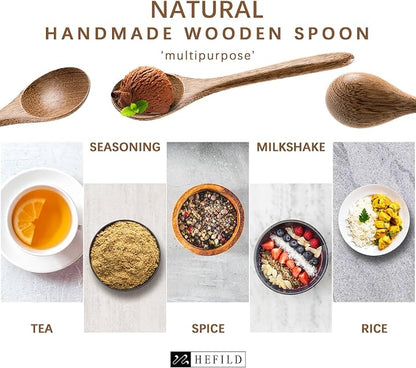 2 PCS Wooden Spoons for Honey, 6.7 inch Small Wooden Spoons - Terrific for Tea, Coffee & Soup, Little Padauk Wood Serving Table Spoon Set, Bulk Bamboo Teaspoon for Eating with Unique Design