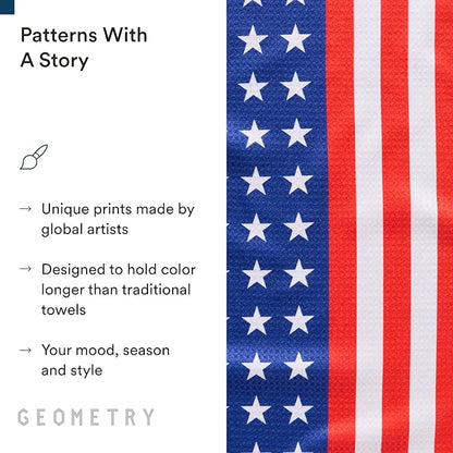 GEOMETRY Kitchen Towels - Quick Dry, Absorbent Microfiber Dish Towels for 4th of July, Memorial Day, Veterans Day, and Holiday Decor - Red, White, and Blue- Star Spangled