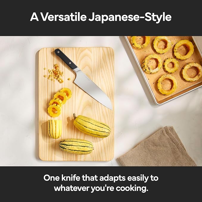 Misen Japanese Santoku Chef Knife - 7.5 Inch High Carbon Stainless Steel - Classic Japanese Knife Design for Cutting, Slicing, and Chopping - Razor Sharp Japanese Style Kitchen Knife, Black