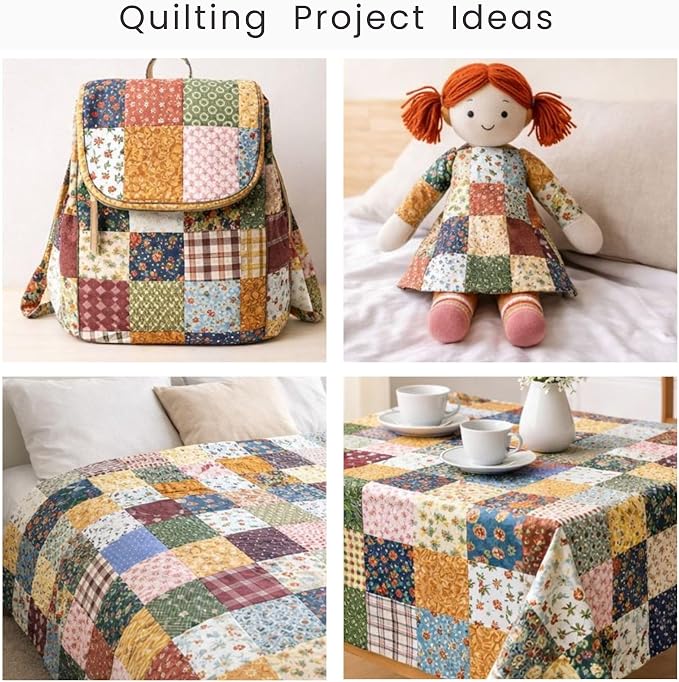 Cotton Fabric Squares Bundle 8x8 Inches – 25 Pcs Assorted Floral & Vintage Prints, 100% Cotton Satin, Quilting Patchwork Sewing Craft Fabric, Random Mix