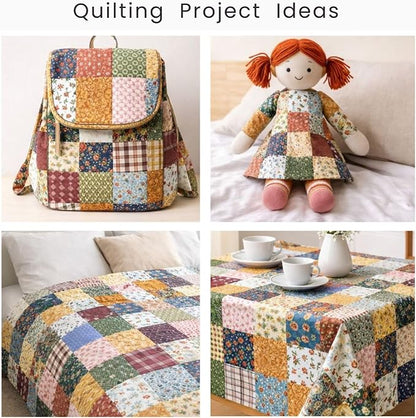 Cotton Fabric Squares Bundle 8x8 Inches – 25 Pcs Assorted Floral & Vintage Prints, 100% Cotton Satin, Quilting Patchwork Sewing Craft Fabric, Random Mix