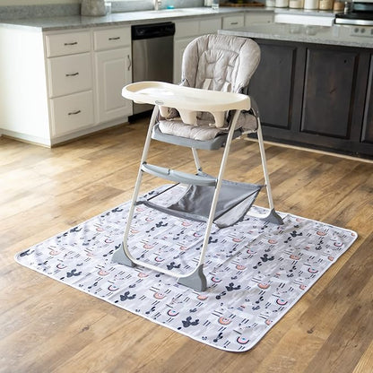 Splat Mat for Baby – Under High Chair Floor Mat Protects Wood, Vinyl and Carpet from Spills – Waterproof 4 Layer Baby Mat with Anti-Skid Backing Deters Bunching and Sliding (51” x 51”)