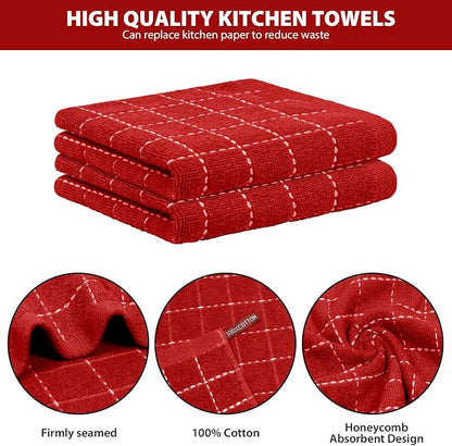 Nialnant 6 Pack Terry Kitchen Towels, Dish Cloths for Washing Dishes, 100% Cotton Reusable Cleaning Rag,Ultra Soft Absorbent, Quick Drying Dish Towels for Kitchen,12x12 Inches