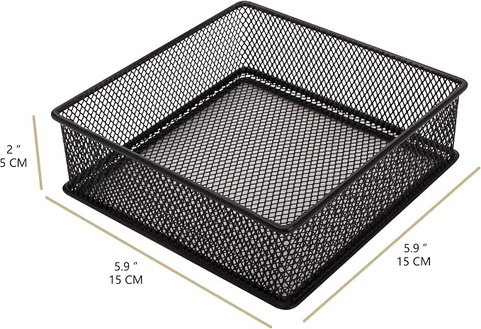 Annova Mesh Stackable Drawer Cabinet and Shelf Organizer Bins Storage Basket School Office Supply Holder Tray- Set of 2 (Black, 6x6x2 Inch)