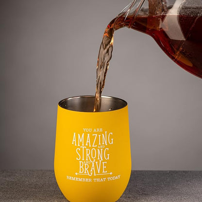 DIVERSEBEE Inspirational Thank You Gifts for Women, Mom, Sister, Wife, Girlfriend, Coworker, Nurses, Best Friend, Encouragement Birthday Wine Gifts - Insulated Wine Tumbler Cup with Lid (Honey)