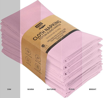 Utopia Kitchen Pink Cloth Napkins [12 Pack, 18x18 Inch] Absorbent Cotton Blend Washable and Reusable for Dinner, Restaurant, Lunch, Wedding and Hotel