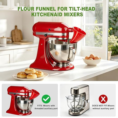Flour Funnel for KitchenAid Mixer,Plastic Attachment for 4.5-5 Quart Tilt-Head Stand Mixer, Durable & Dishwasher Safe, Mess-Free Baking Tool, Kitchen Aid Accessories(Purple)