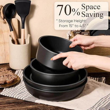 CAROTE 33pcs Pots and Pans Non Stick, Cookware Sets Detachable Handle, Induction Kitchen Pots and Pans,NonStick Cooking Set, Oven/Dishwasher/Fridge Safe, Space Saving, Mothers Day Gifts