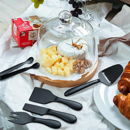 Premium Stainless Steel Black Cheese Tool Set - 12 Piece Cheese Knife & Cheese Markers Gifts Set - Cut, Butter Spreader Slicer Mini Serving Tongs,Birthday Wedding Christmas All Your Favorite Cheeses