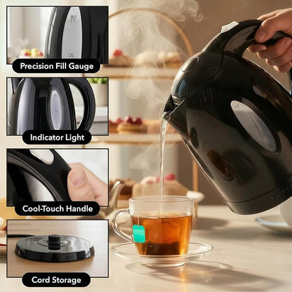 OVENTE Electric Kettle, 1.7L Fast Boiling Water Heater for Coffee or Tea, BPA Free with Water Level Gauge, Auto Shut-Off, Boil-Dry Protection, Indicator Light and Removable Filter, Black KP72B