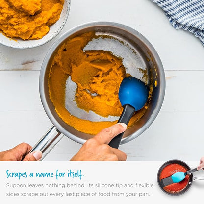 Dreamfarm Supoon Non-Stick Sit-Up Silicone Scraping, Serving, Cooking Spoon Measures 5ml Tsp & 15ml Tbsp - 11" Green