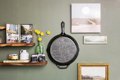 Lodge 12 Inch Seasoned Cast Iron Skillet w/Delaware Road Trip