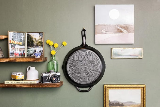 Lodge 12 Inch Seasoned Cast Iron Skillet w/Delaware Road Trip