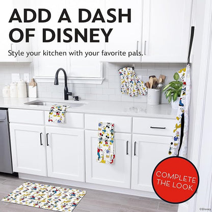 Disney Silicone Oven Mitts Heat Resistant – Set of 2 Long Cuff Cotton Kitchen Mitts with Silicone Grip Stripes, Cute Oven Mitts & Pot Holders for Cooking, Baking & Kitchen Essentials –Mickey & Friends