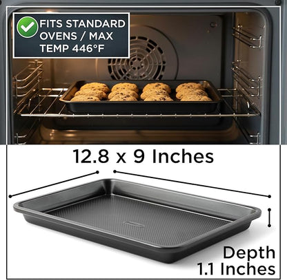 Wrenbury Quarter Sheet Pan - Carbon Steel Non-Stick ¼ Cake Baking Tray - Non Toxic Cookie Pan for Traybake - 13” x 9”