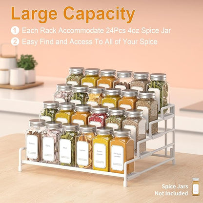 RUILALIFE 4-Tier-Spice-Rack-Organizer-for-Cabinet, Adjustable Depth Spice Holder Shelf For Countertop Pantry Cupboard, Metal Tiered Seasoning Organizer,Display Shelf Riser