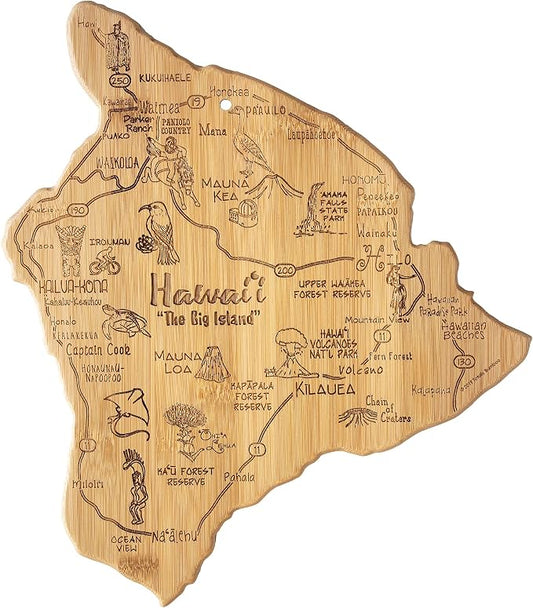 Totally Bamboo Destination Hawaii Serving and Cutting Board, Includes Hang Tie for Wall Display