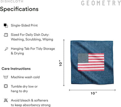 GEOMETRY Dishcloth – Patriotic Collection – Quick-Dry, Ultra-Absorbent, Reusable Microfiber Kitchen Towels for Drying & Cleaning - Old Glory - 3-Pieces