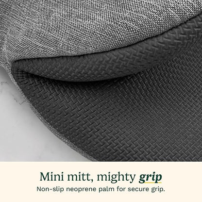 Cuisinart Mini Oven Mitts – 5.5” x 7” Heat-Resistant Kitchen Mitts for Oven with Non-Slip Neoprene Palm, Cotton Filling, and Fabric Loop – Durable Oven Mitt Set for Cooking & Baking (Chambray)