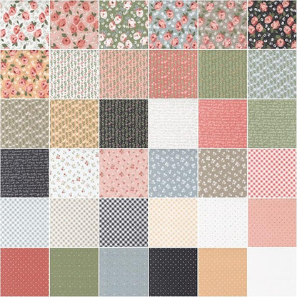 Country Rose AB Bundle by Lella Boutique, 36 18-inch by 22-inch Precut Fabric Fat Quarters