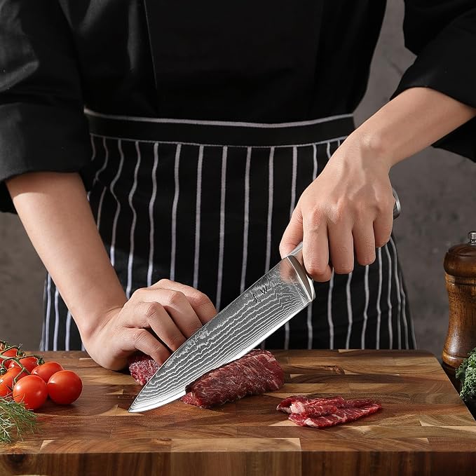 Wakoli EDIS 5-Piece Damascus Kitchen Knife Set – Professional Kitchen Knives with VG10 Core, 67-Layer Damascus Steel Blades and Ergonomic Pakkawood Handles – Premium Chef Knife Set in Gift Box
