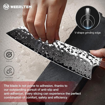 Kiritsuke Chef Knife 8 Inch, Hand-forged 67-Layer VG10 High Carbon Steel Japanese Damascus Chef Knife, Ultra Sharp Hammered Damascus Chef Knife with Octagonal Ebony Handle & Gift Box