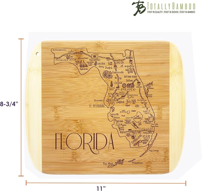 Totally Bamboo A Slice of Life Florida State Serving and Cutting Board, 11" x 8.75"